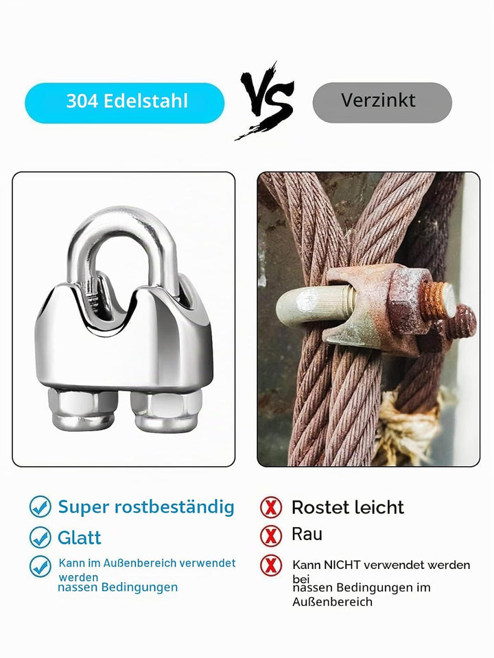 TooTaci 6mm Edelstahlseil,5M/6mm Drahtseil Edelstahl 7 * 19,Stahlseil mit ösen,M6 Drahtseilklemme,6m