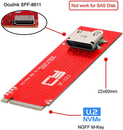 NFHK U.2 SFF-8639 Kabel & PCI-E 3.0 M.2 M-Key auf Oculink SFF-8612 SFF-8611 Host-Adapter für PCIe Nv