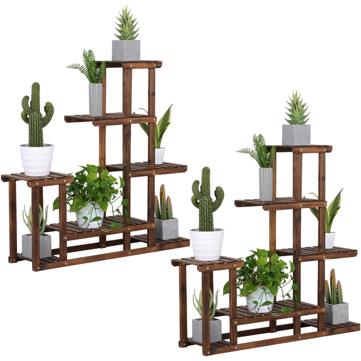 Yaheetech 2X Pflanzenregal Holz Blumenregal 5 Ebenen Blumentreppe Holzregal Blumenbank Balkon Garten