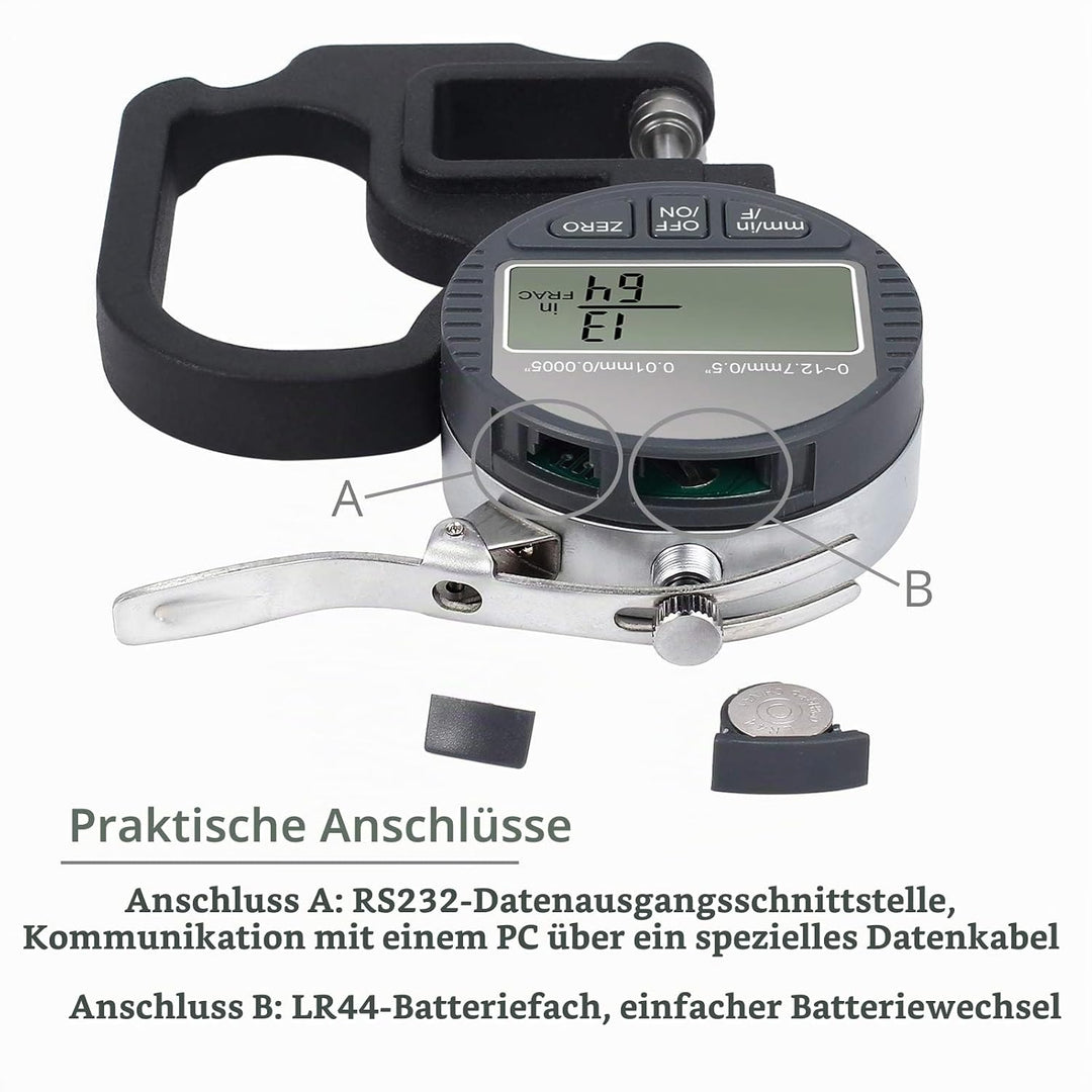 Tragbares digitales Dickenmessgerät 0,0005-0,5 Zoll / 0,01-12,7 mm Messbereich Elektronisches Mikrom