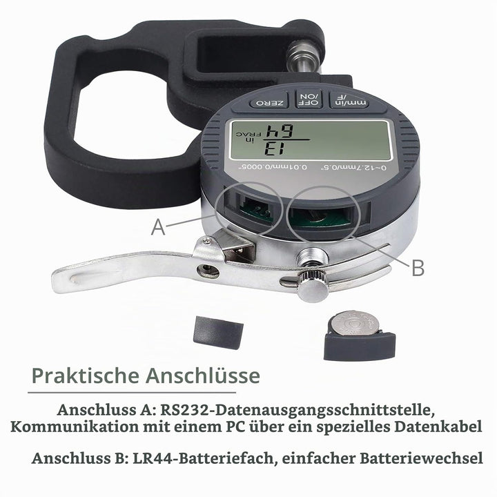Tragbares digitales Dickenmessgerät 0,0005-0,5 Zoll / 0,01-12,7 mm Messbereich Elektronisches Mikrom