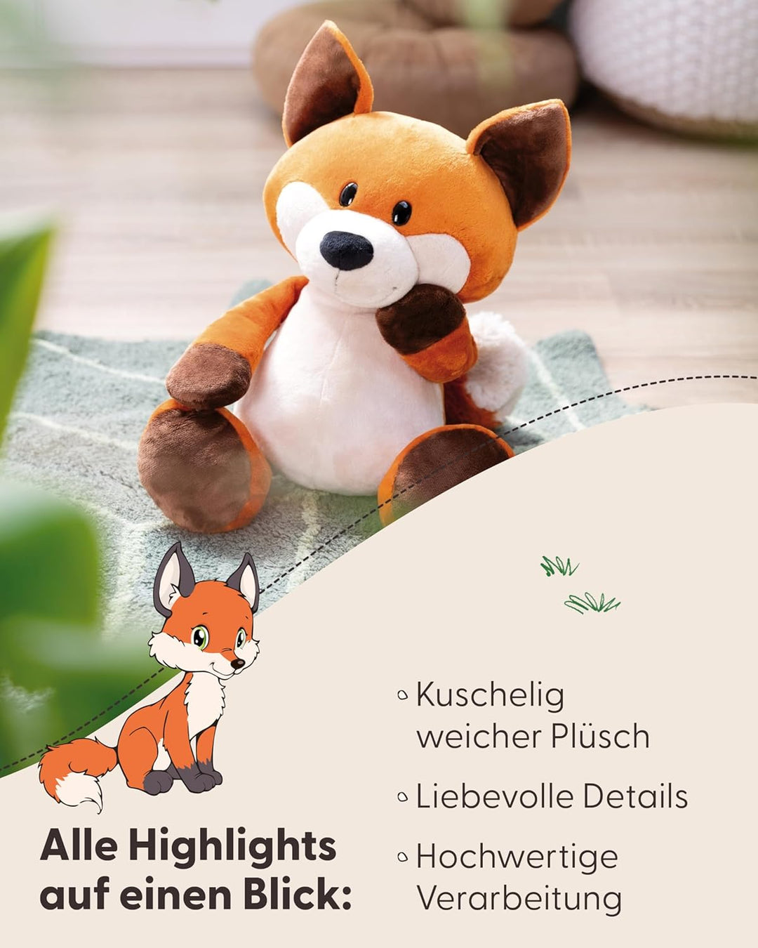 NICI Kuscheltier Fuchs Fabio 50cm - orange - Weiches Plüschtier – niedliches Stofftier zum Kuscheln