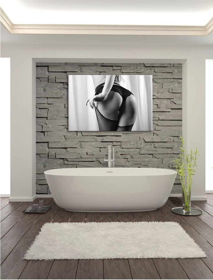 Pixxprint Frau Spitzenhöschen als Leinwandbild | Grösse: 100x70 cm | Wandbild | Kunstdruck | fertig