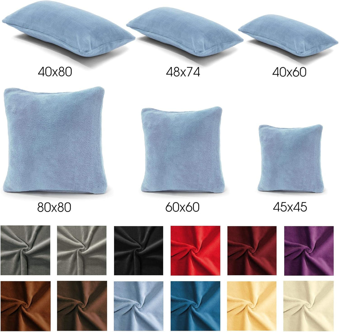 CelinaTex Xanio Dekokissen mit Innenkissen 80 x 80 cm hell blau Coral-Fleece Sofakissen Mikrofaser K