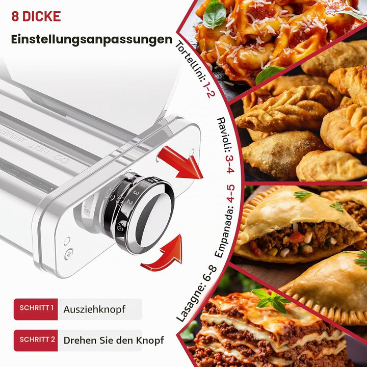 COFUN Edelstahl Nudelaufsatz set für KitchenAid Standmixer, 3 in 1 Pasta Zubehör für KitchenAid Nude