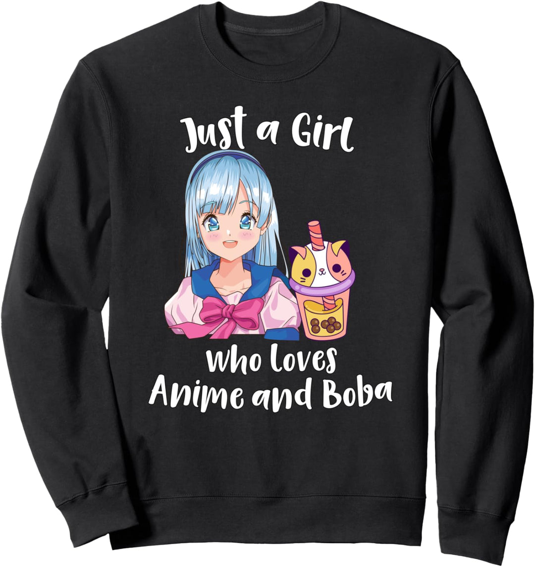Nur ein Mädchen, das Anime und Boba Tea Cute Anime Girl Art Sweatshirt
