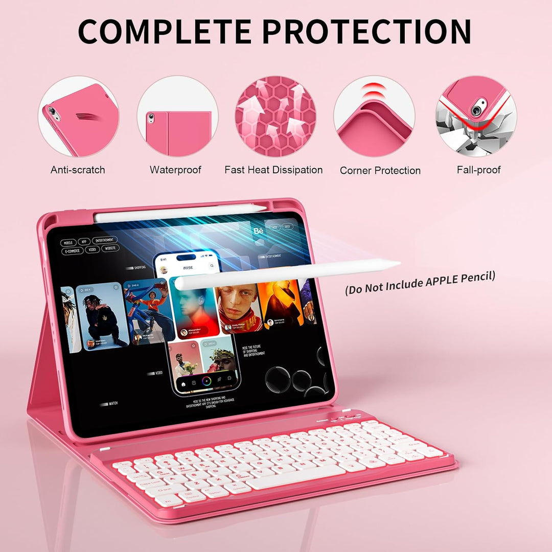 Tastatur Hülle für iPad 10. Generation 10,9" 2022 & iPad 11th Gen A16 2025 mit Stifthalter, TPU Rück