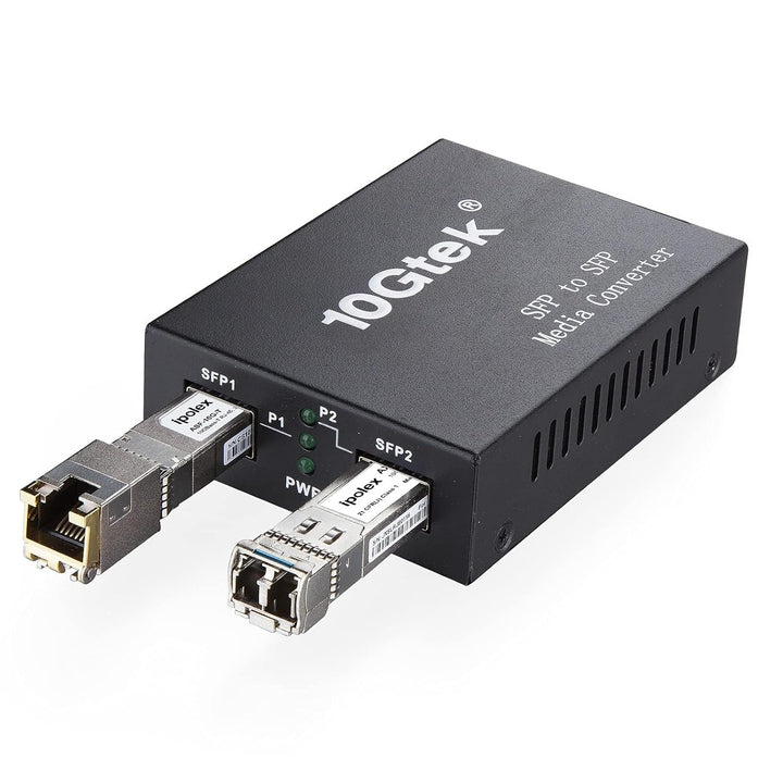 ipolex 10G Ethernet-Medienkonverter, 10G Dual SFP+ Port, gepackt mit einem 10GBase-T Transceiver (30