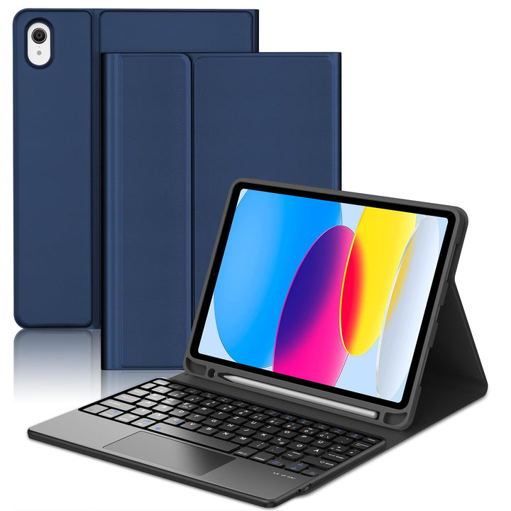 Hülle mit Tastatur und Touchpad für iPad 11./10. Generation (2025/2022) – QWERTZ Deutsch Bluetooth K