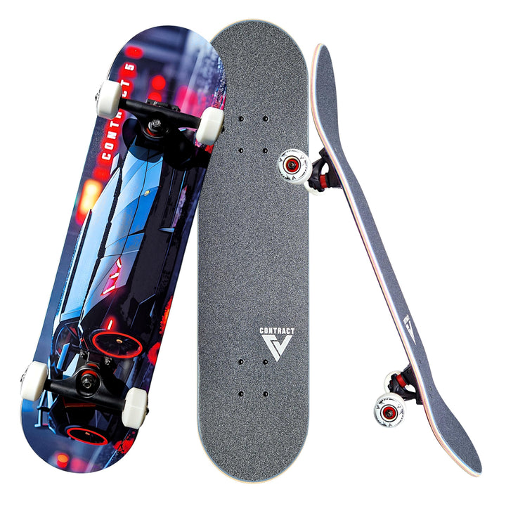 Komplett Skateboard Black Knight - für Kinder und Jugendliche - 7-lagiges Ahornholz Deck - Medium Co