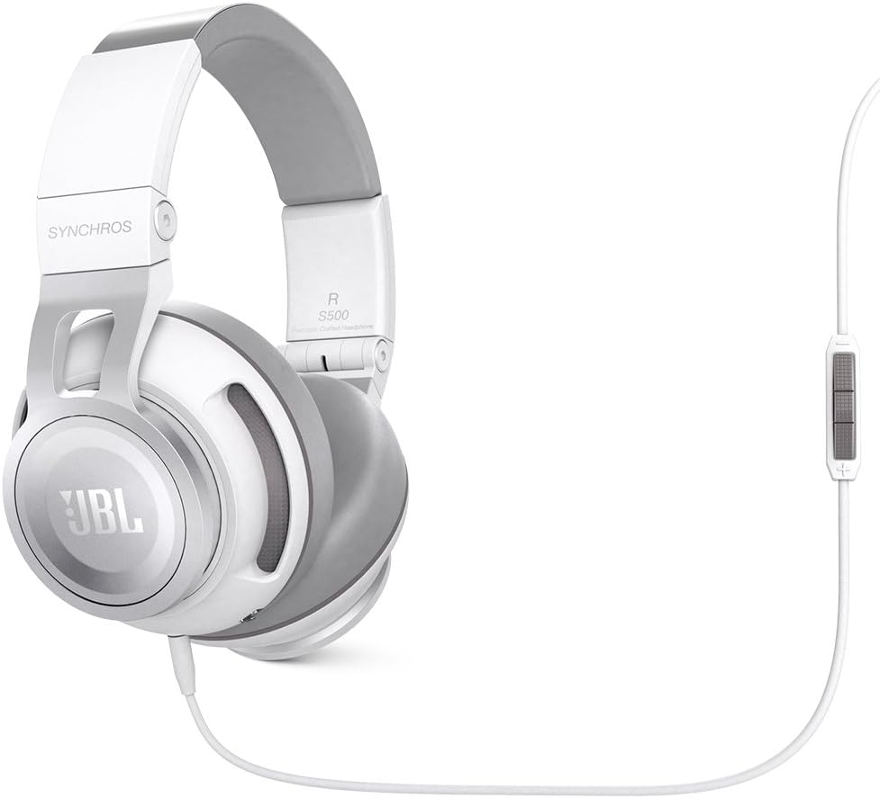 JBL Synchros S500 Over-Ear Kopfhörer mit Apple/Universal Fernbedienung und Mikrofon - Weiss, Weiss