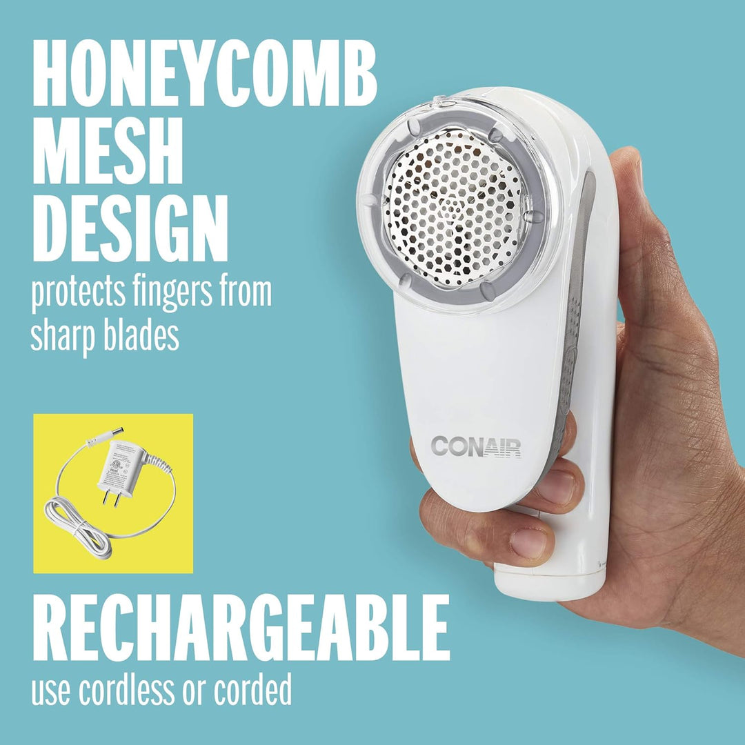 Conair Fusselentferner, Wiederaufladbarer Fusselrasierer für Kleidung und Stoffe, Ergonomischer Grif