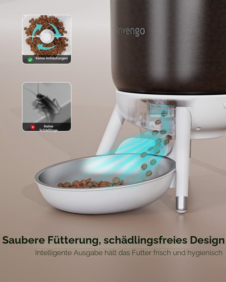 Katzenfutter Automat, Futterautomat Katze mit Zeitsteuerung, 3L Trichter, Doppelstromversorgung, Tro
