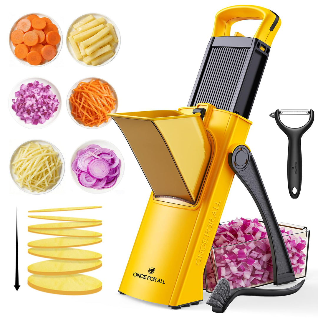ONCE FOR ALL Gemüseschneider mit Auffangbecken, Gemüsehobel ideal als Pommesschneider & Kartoffelsch