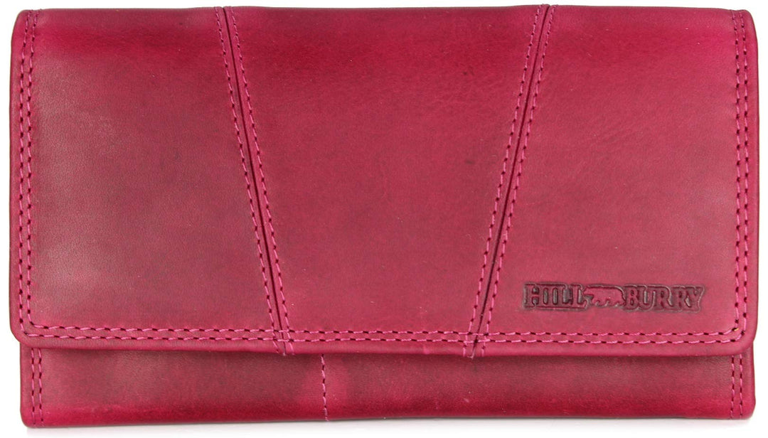 Vintage Leder Damen Geldbörse Portemonnaie Geldbeutel Portmonee aus weichem Leder mit RFID in pink -