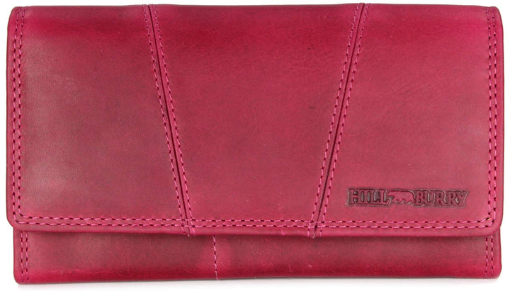 Vintage Leder Damen Geldbörse Portemonnaie Geldbeutel Portmonee aus weichem Leder mit RFID in pink -