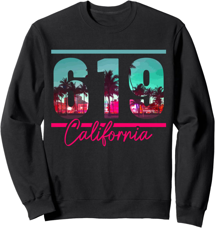 Kalifornien Vorwahl 619 San Diego Vintage Retro Sweatshirt
