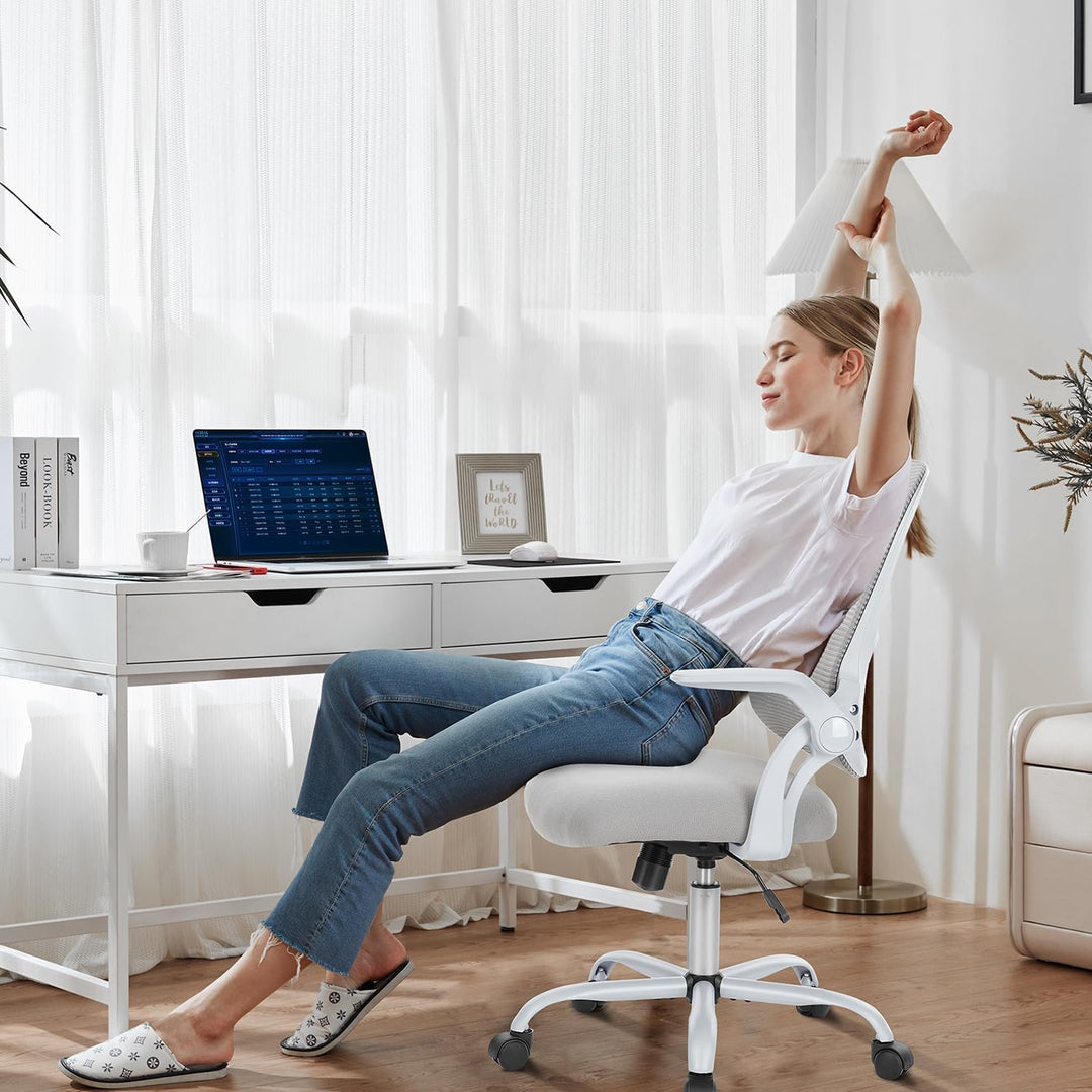 DUMOS Bürostuhl Ergonomisch, Schreibtischstuhl mit Lendenwirbelstütze, Verstellbaren Armlehnen Drehs