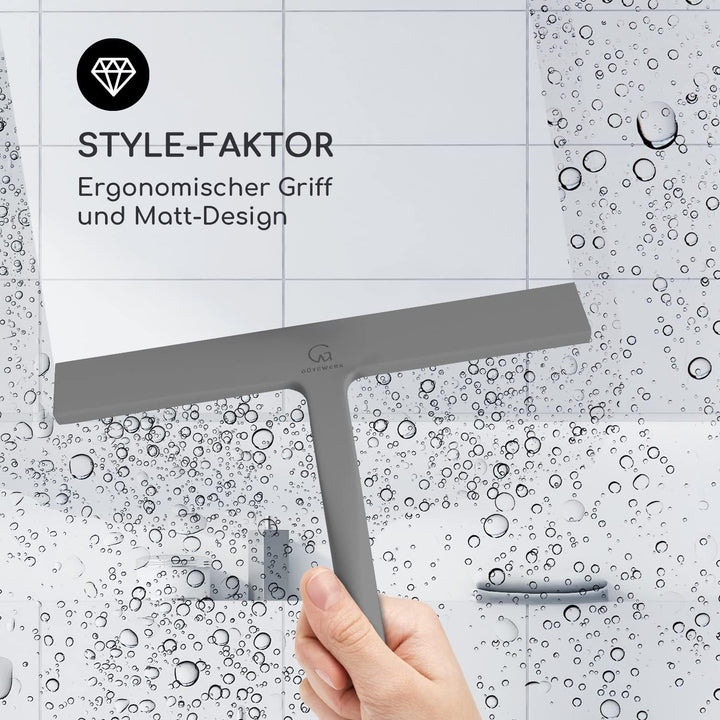 Gütewerk Duschabzieher, Silikon-Abzieher Dusche, Hygienischer Abzieher für Badezimmer, Duschwand & F