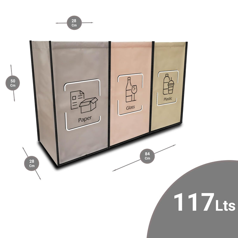 NYIKA - Mülltrennsystem 3fach - Recycling System - Mülltrennsystem - Altpapier Sammler - Mülltrennun