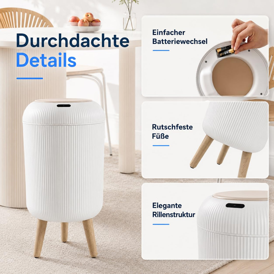 Automatischer Mülleimer mit Sensor 10L - Elektrischer Mülleimer mit Deckel für Küche & Badezimmer -