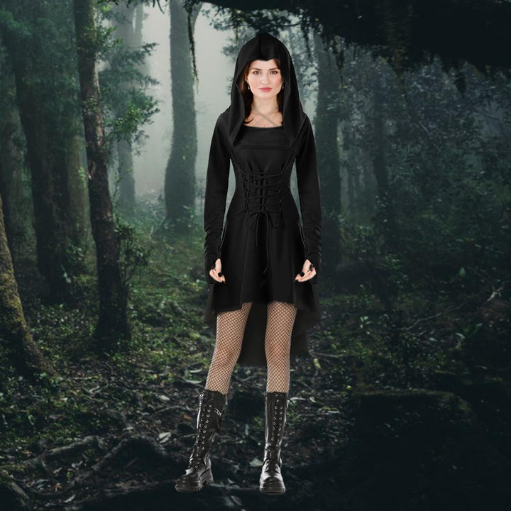 Pianocean Mittelalter Kleidung Damen, Renaissance Kleid, Gothic Kleid，Renaissance Mit Kapuze Langarm