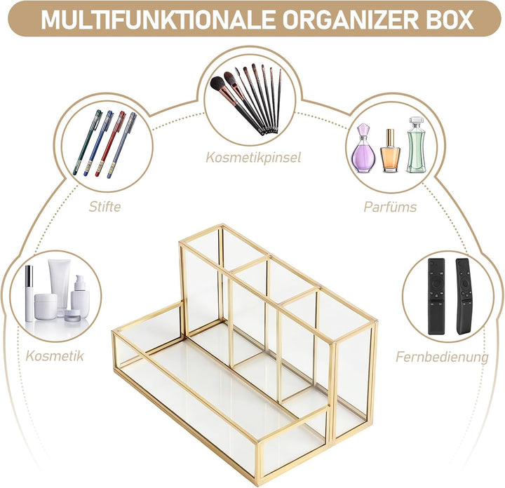 HARLIANGXY Make up Kosmetik Organizer, Make up Pinselhalter Glas, Beauty Organizer, Kosmetikpinsel B