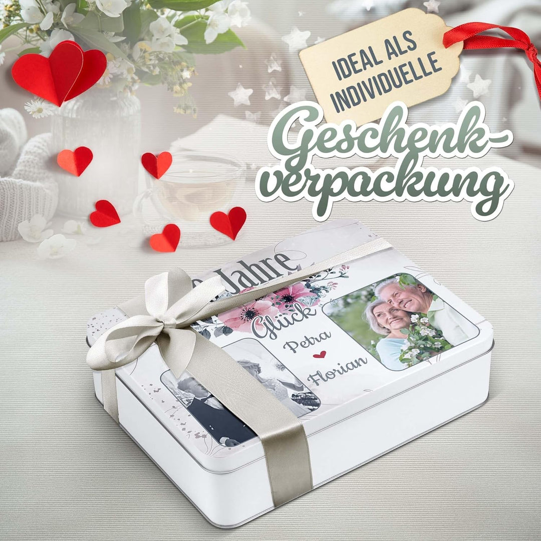 Print Royal PR Geschenkdose zur Diamantenen Hochzeit - 60 Jahre - mit Fotos &amp; Namen - Erinnerungsbox