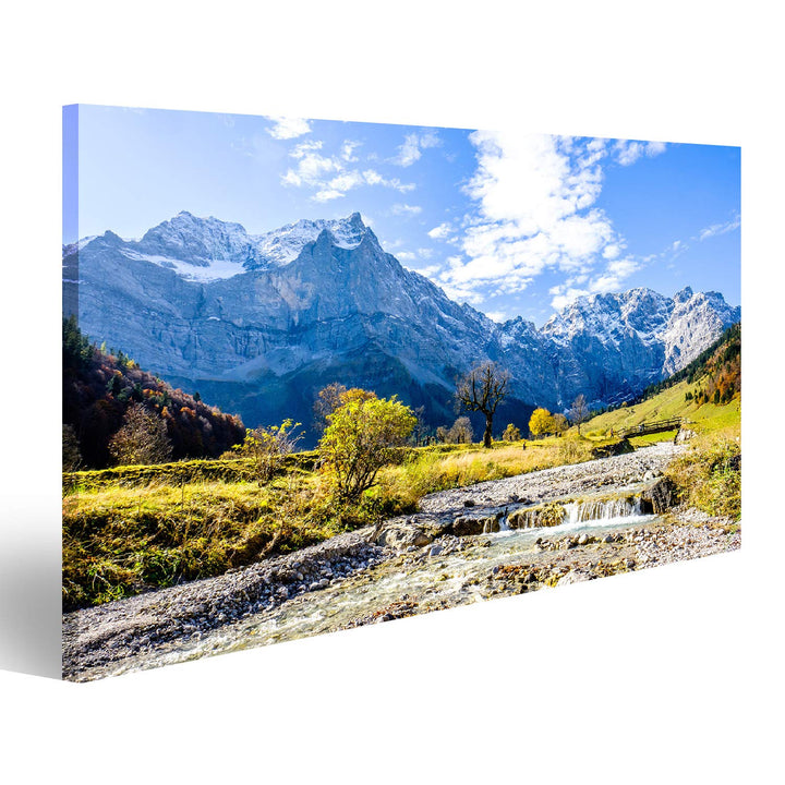 islandburner Bild Bilder auf Leinwand Karwendel-Berge in Österreich - kleines Tal nannte engalm Wand