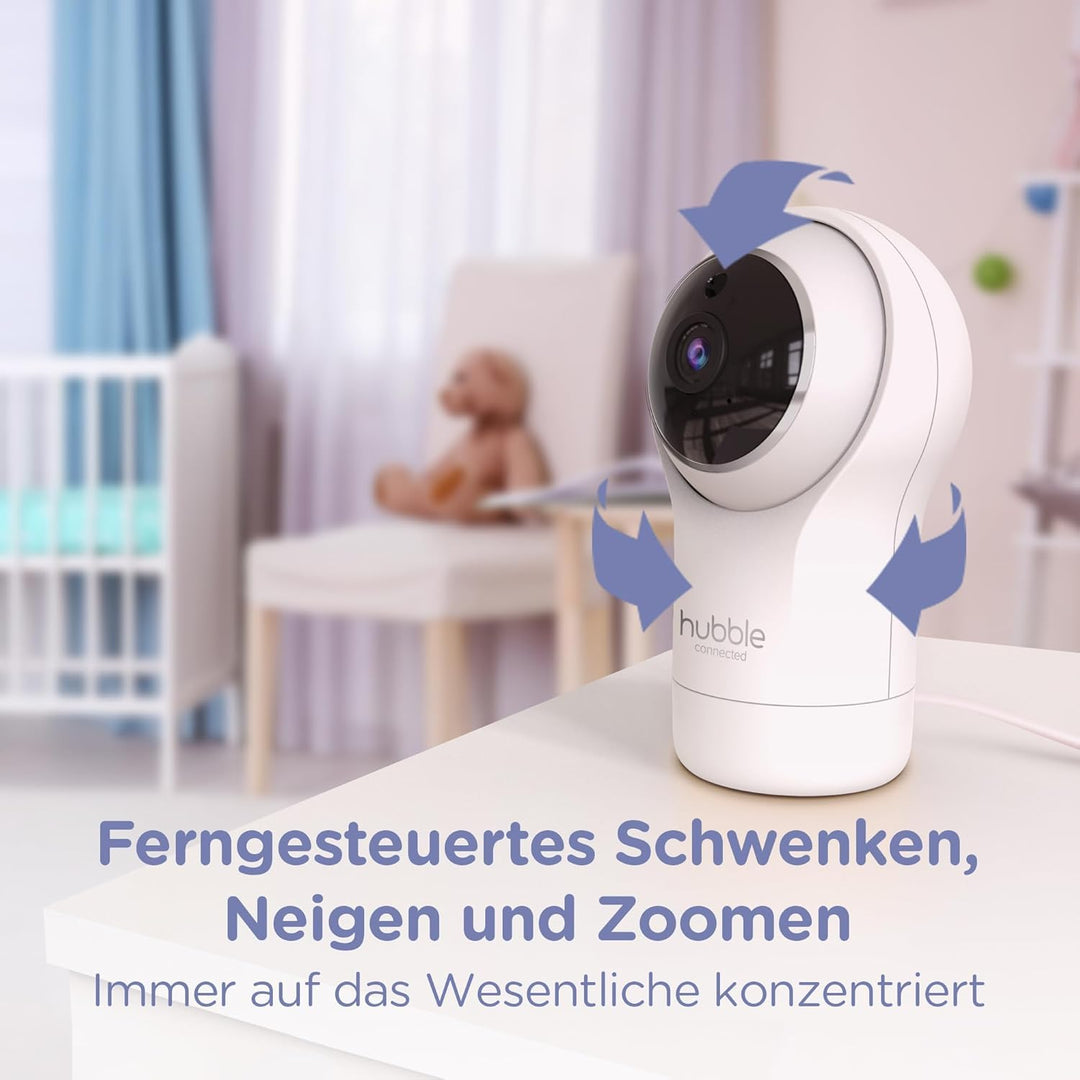 Hubble Connected Nursery Pal Glow, Babyphone mit Kamera, 7-Farben-Nachtlicht, Raumtemperatursensor,
