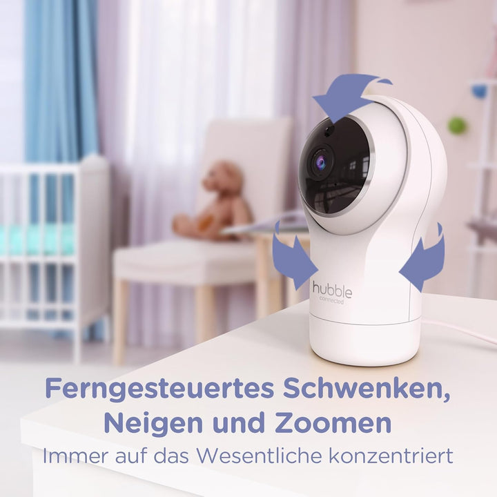 Hubble Connected Nursery Pal Glow, Babyphone mit Kamera, 7-Farben-Nachtlicht, Raumtemperatursensor,