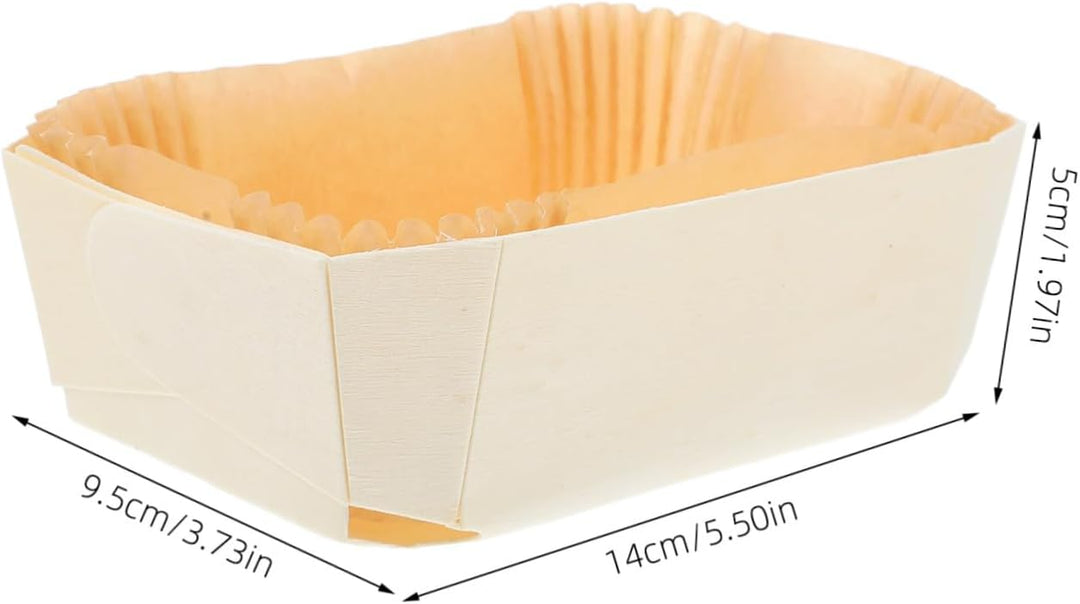 SOLUSTRE 6 Stück Backformen aus Holz, lang, rechteckig, antihaftbeschichtet, mit Papiertablett, Toas