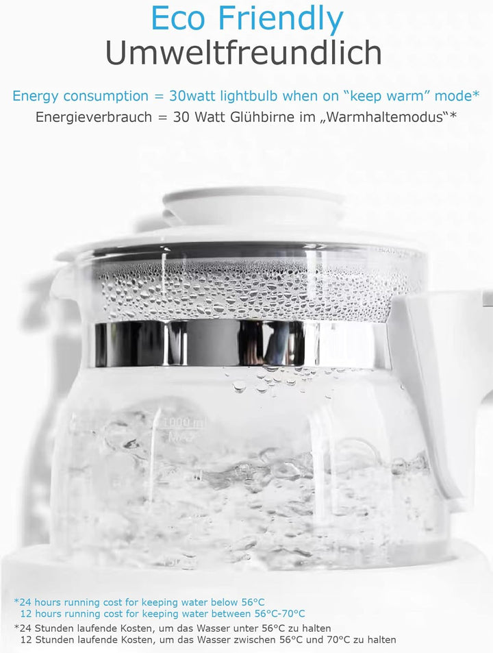 ÜneeQbaby - mit Nachtlicht, Babynahrung Wasserkocher für Milchfutter,