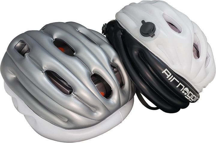 Airnoggin - Inflatable Helmet, Foldable & Portable Adult Helmet for Bike & Scooter Riders Silberfarb