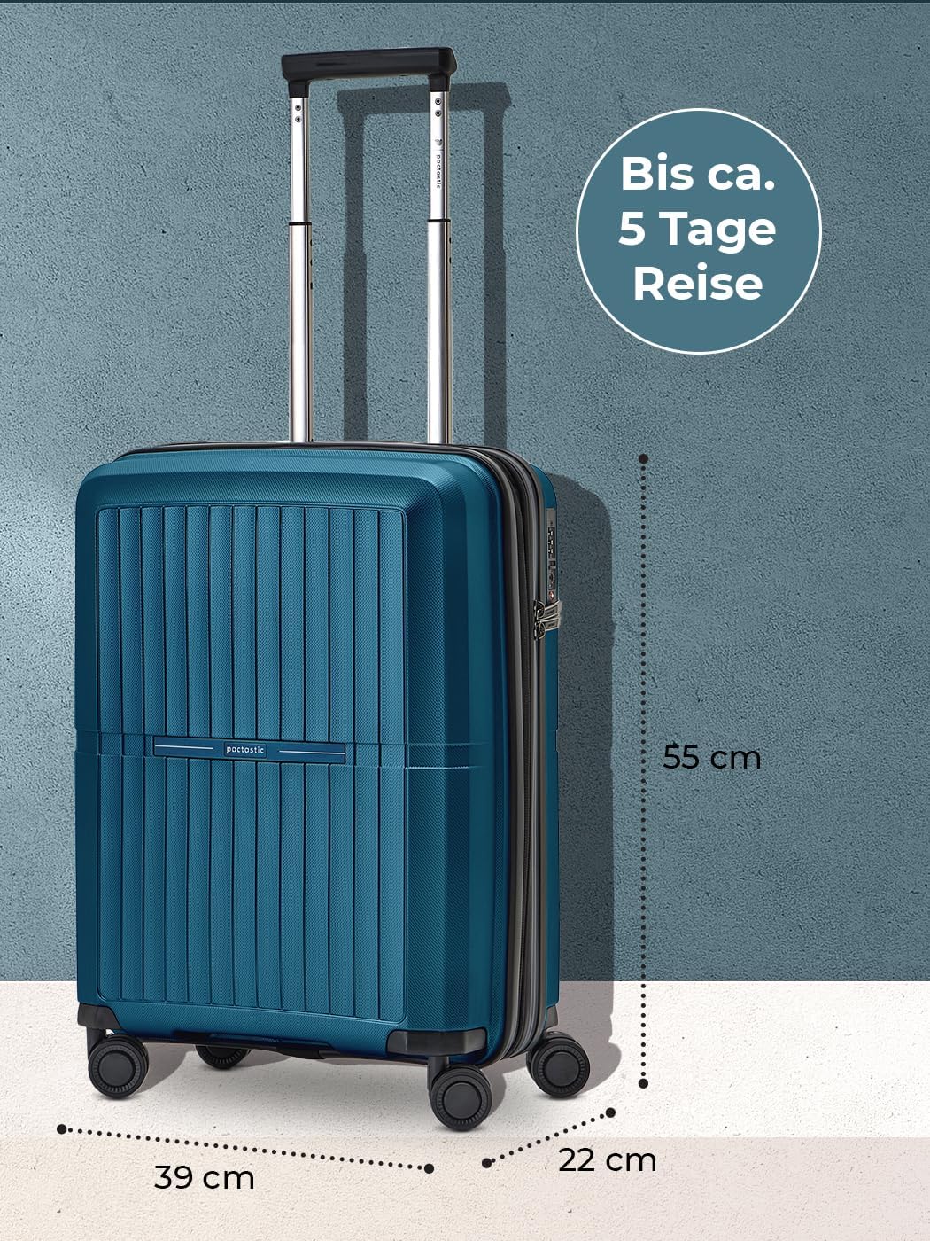 Ultra-leicht Hartschalen Kabinen-Koffer | Kleiner Cabin-Trolley 39 x 22 x 55 cm | von 43 auf 50 Lite