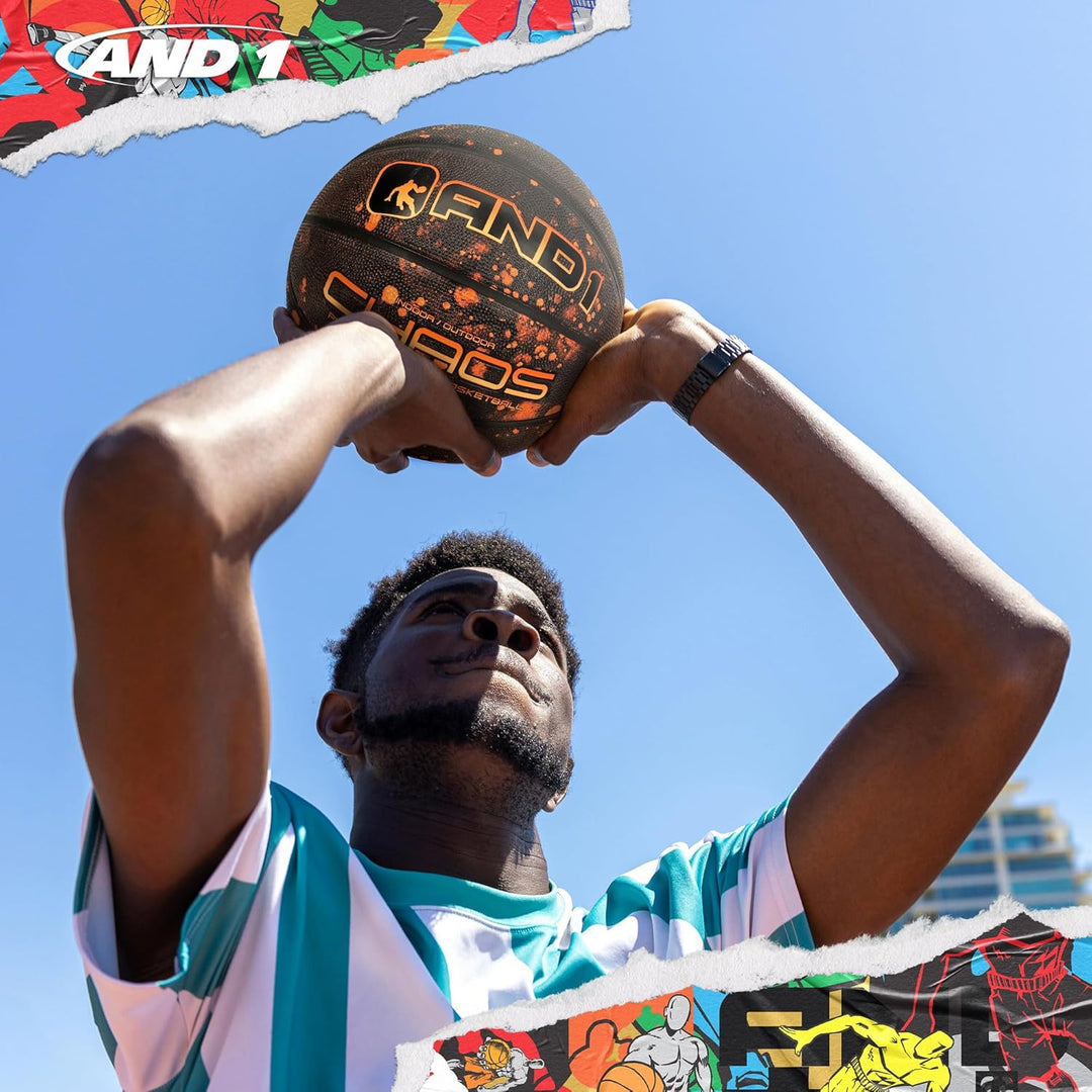 AND1 Chaos Basketball: Offizielle Regulierung Grösse 7 (74,9 cm) Gummi - Deep Channel Construction S