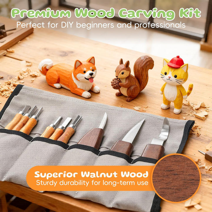 Housolution Holzschnitzerei Kit mit Tragetasche, 29PCS Holzschnitzerei Werkzeuge Whittling Kit enthä
