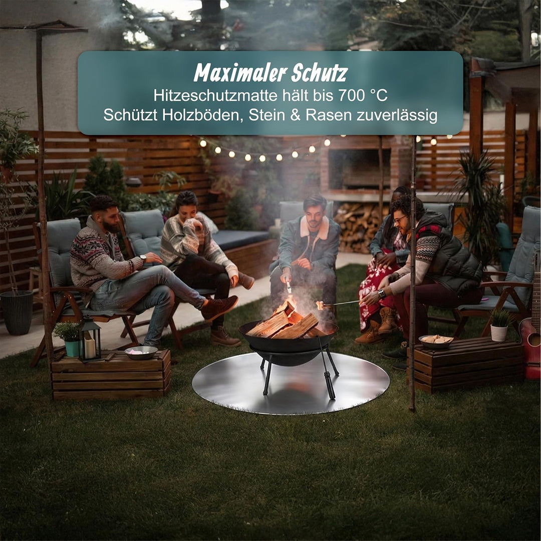 Relaxdays feuerfeste Unterlage, rund, für Grill &amp; Feuerschale, Masse, Brandschutz-Unterlage Boden, 5