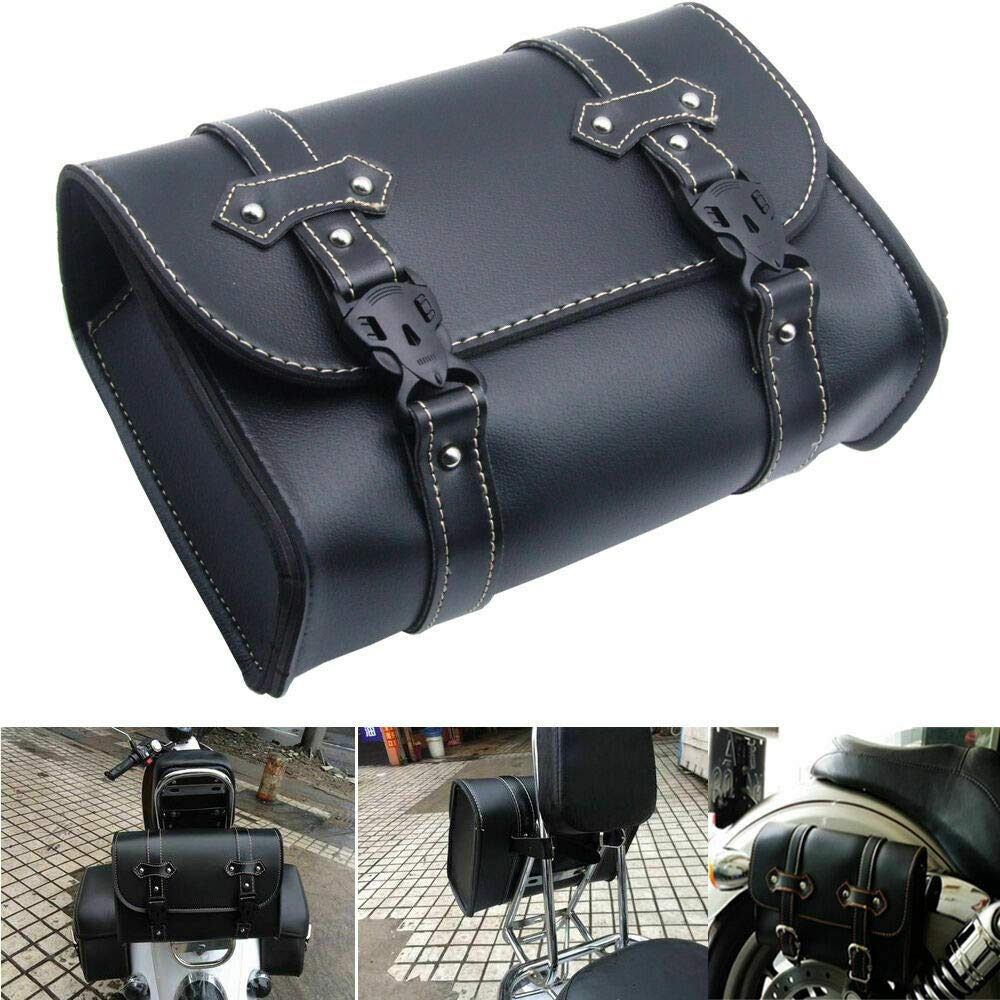 MASO Motorrad-Satteltasche, Universal-Gepäck aus PU-Leder, Aufbewahrungstasche mit 2 Befestigungsgur