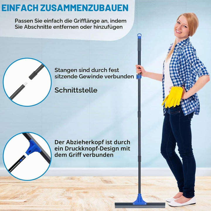 Abzieher Boden 45cm Wasserschieber Bodenwischer mit langem Griff 149cm Nasser Boden Gummiabzieher Ho