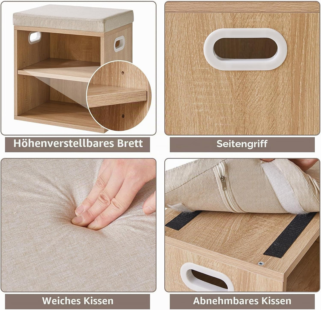 YMYNY Schuhbank mit Sitzfläche, Schuhschrank mit sitzbank, Schuhregal Klein mit Sitzbank, Sitzbank m
