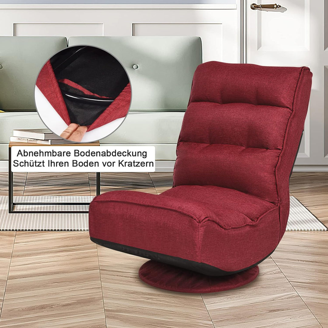 GOPLUS 360° drehbarer Bodenstuhl, klappbarer Bodensessel mit Verstellbarer Rückenlehne, Gamingsessel