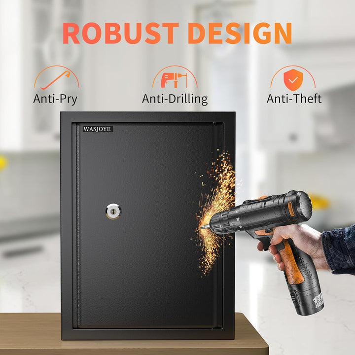 Safe Tresor mit Schlüssel, WASJOYE Möbeltresor mit Schlüssel-Schloss für Zuhause/Büro, 43L Gross Wan