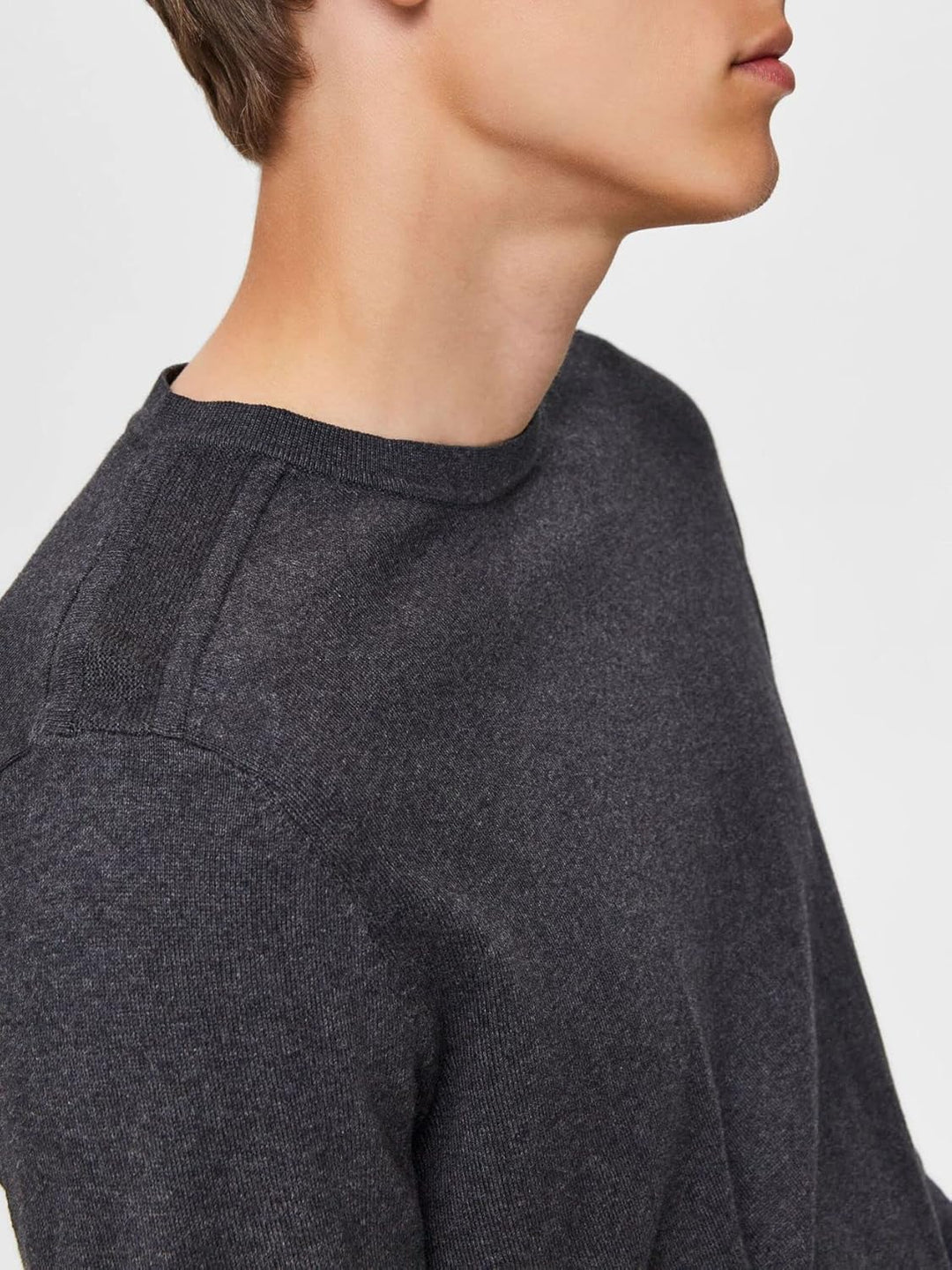 Selected Homme Male Strickpullover Langarm, Antracit/Detail:melange