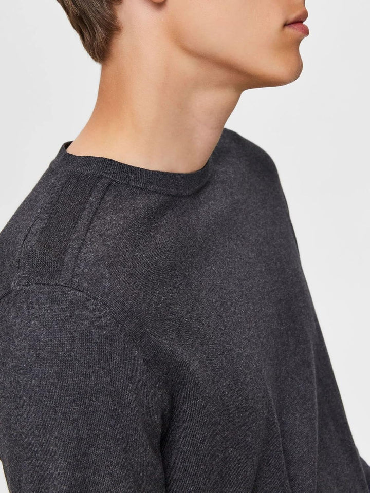 Selected Homme Male Strickpullover Langarm, Antracit/Detail:melange
