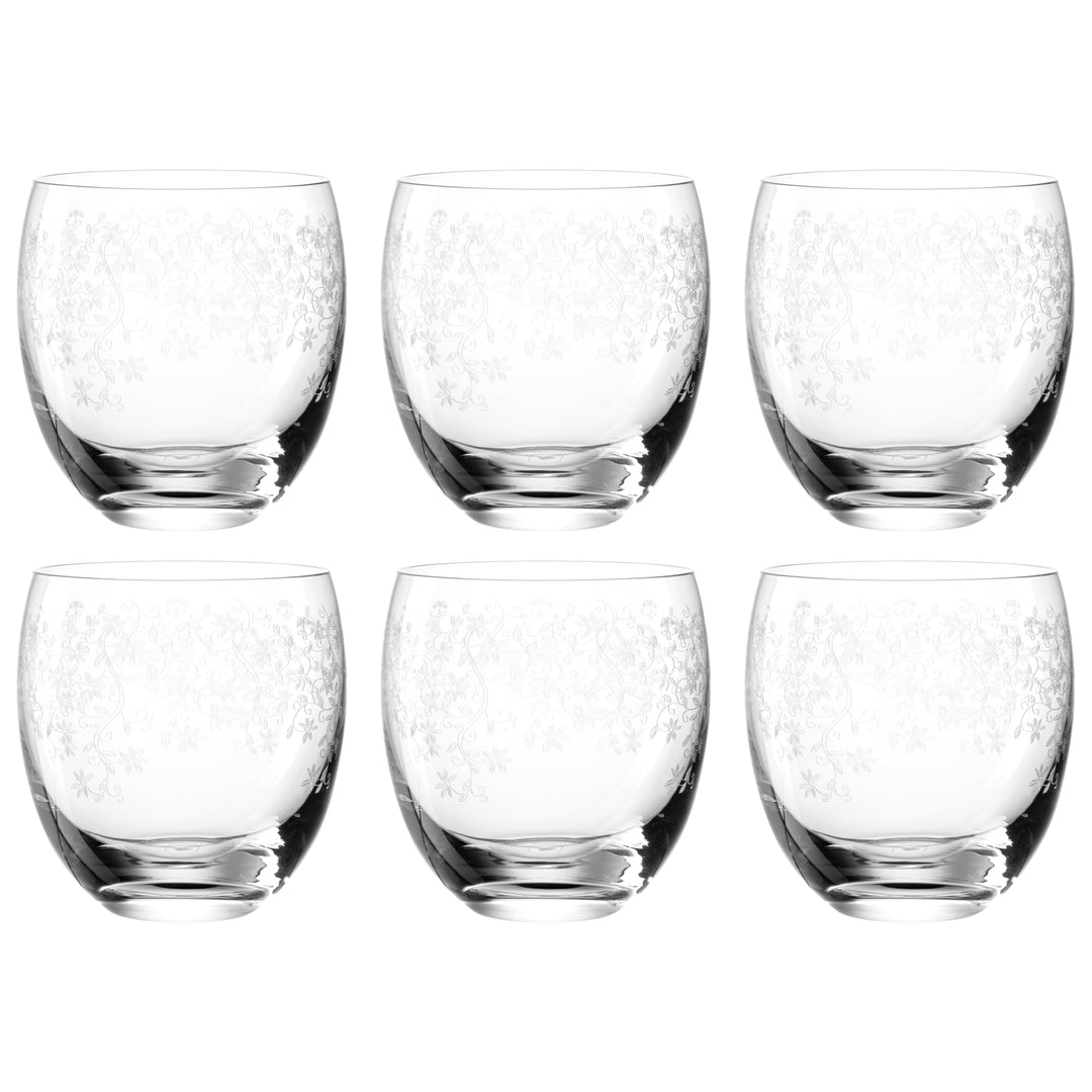 Leonardo Chateau Trink-Glas, Glas-Becher mit floralem Muster, spülmaschinenfeste Wasser-Gläser, 6er