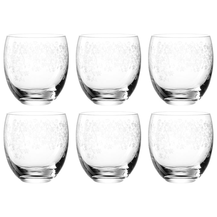 Leonardo Chateau Trink-Glas, Glas-Becher mit floralem Muster, spülmaschinenfeste Wasser-Gläser, 6er