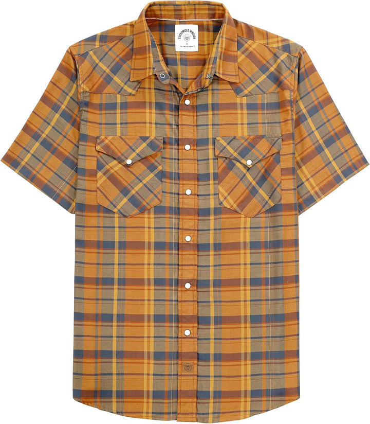 Dubinik® Bambusfaser Kurzarmhemd Herren Freizeithemden Für Herren Druckknöpfe Cowboy Vintage Western