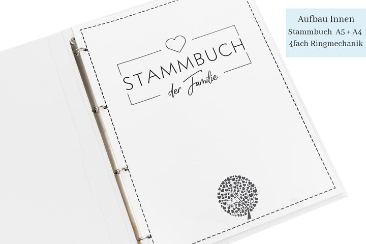 Hochzeitideal Stammbuch der Familie DIN A5 'Alan' Leinen (Grau), Grau