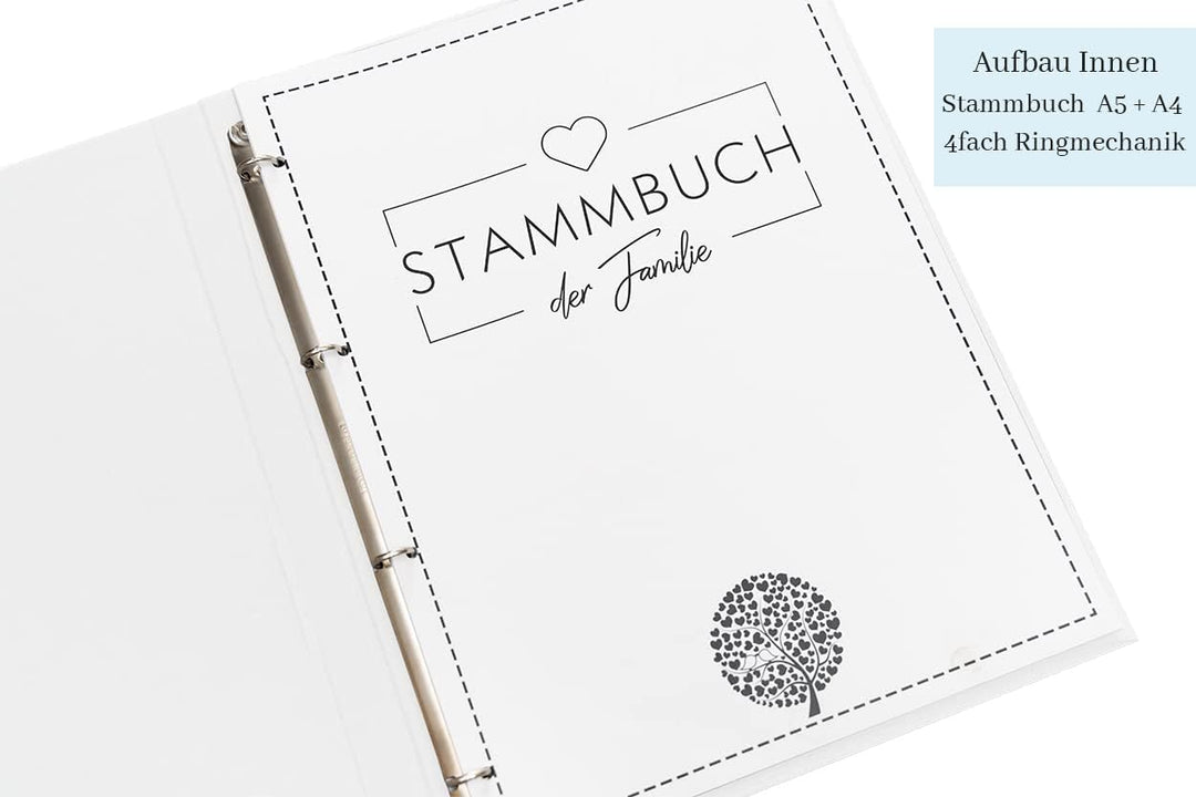 Hochzeitideal – Stammbuch der Familie Serie Alan grau DIN A4 - Buchbinderleinen Stammbuch Hochzeit -